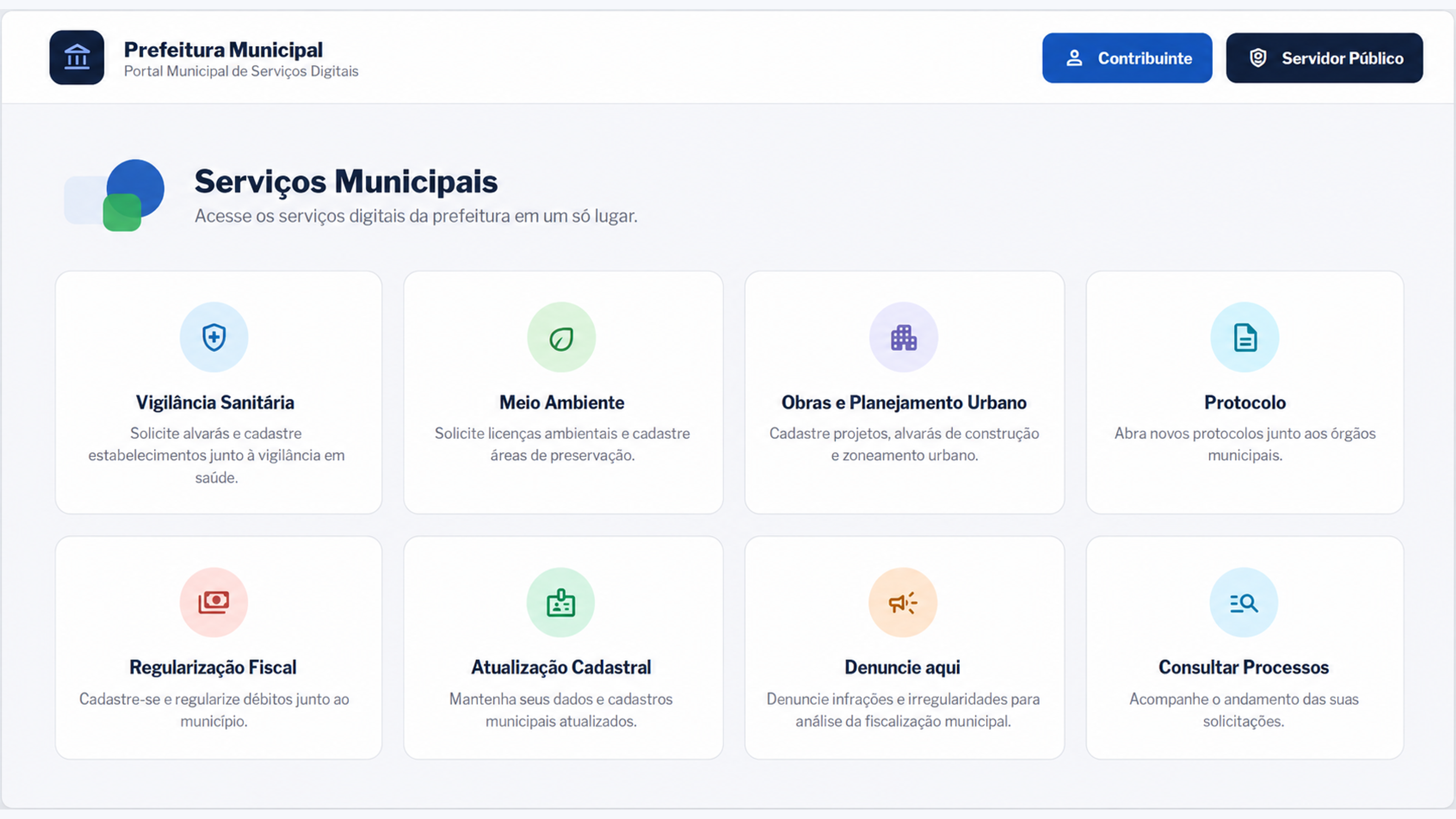 Tela de portal de serviços desenvolvido pela Aether